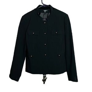 RAFAELLA Women’s Black Blazer Military Jacket Size 14 Lined 4 Buttons Pockets